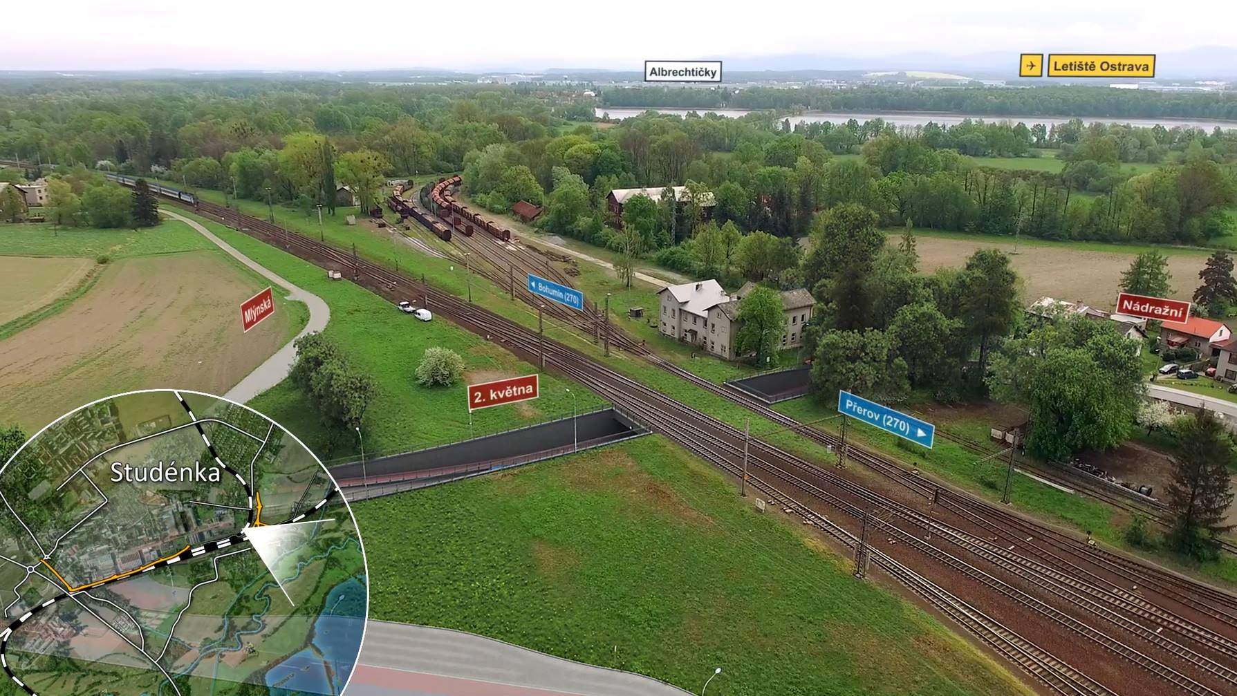 A multi-level crossing proposal was prepared for the Studénka railway crossing